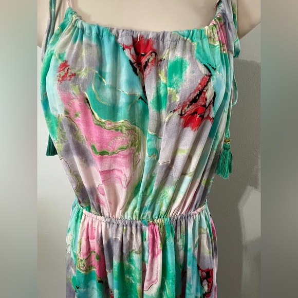Raga Revolve Maxi Sun Dress NWT Size Small - multicolor shoulder tie - Picture 2 of 6
